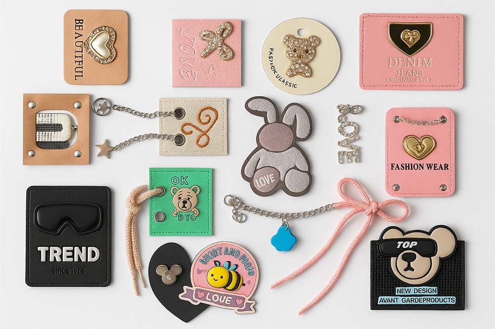 Apliques para ropa de tendencia con detalles metálicos y bordados, flexibles y duraderos, fabricados al por mayor en Bogotá por fabricante especializado.