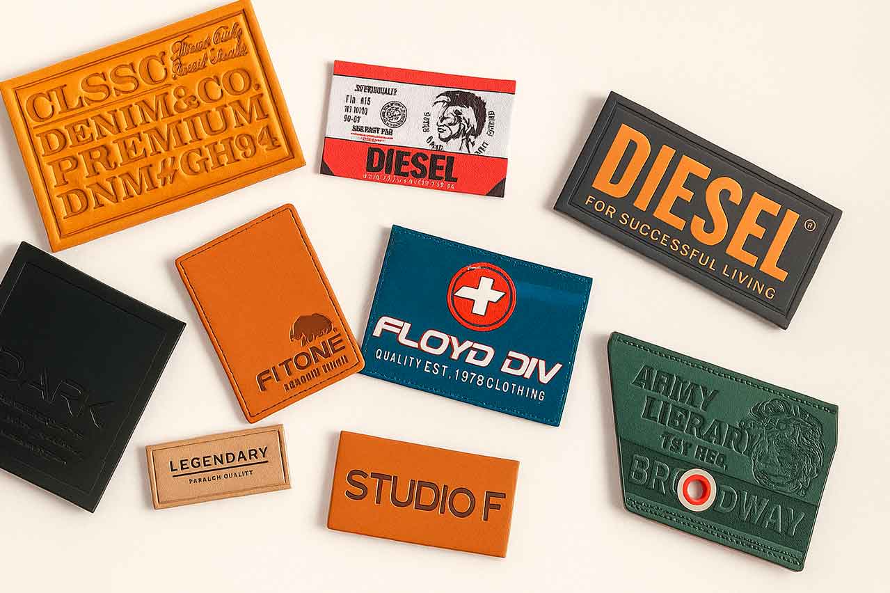 fabricación de marquillas para jeans tipo garra en cuero sintético con acabados variados como repujado y grabado láser.