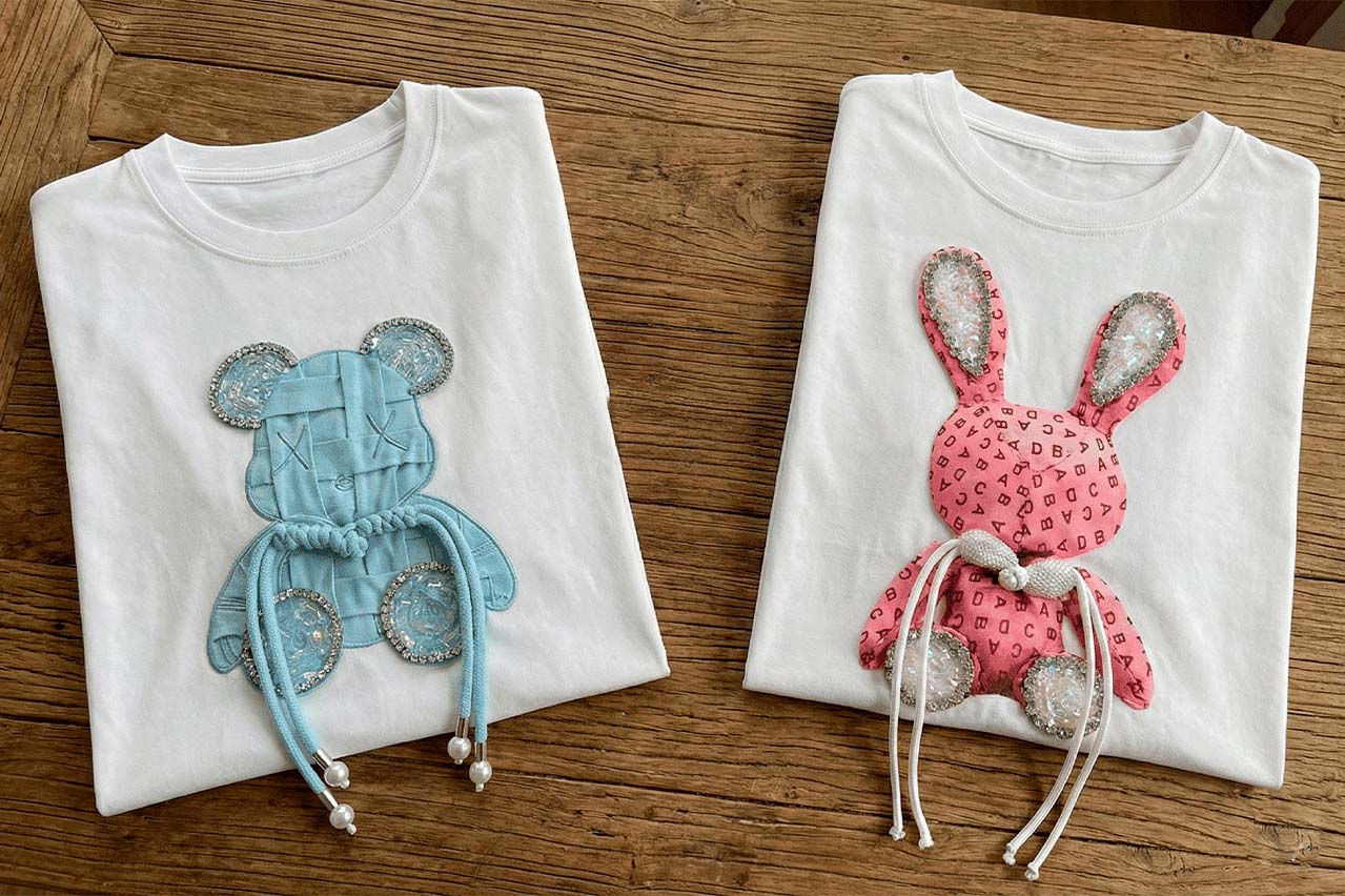 Apliques infantiles textiles 3D con cordón decorativo para ropa infantil